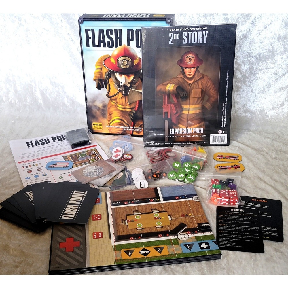 Flash Point Fire Rescue Board Game w/ 2nd Story Expansion and Rescue Dog Promo